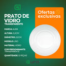 Jogo De Prato Fundo Vidro Transparente Kit 12 Unidades
