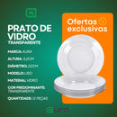 Jogo De Prato Fundo Vidro Transparente Kit 12 Unidades