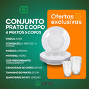 Jogo De Prato Fundo e 6 Copos de Vidro Arizona Transparente