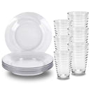 Jogo De Prato Fundo e 6 Copos de Vidro Arizona Transparente