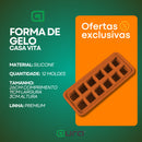 Kit Forma de Gelo Silicone Rígida Flexível Fundo 12 Cubos Retangular Multiuso Lavável