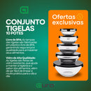 Kit Conjunto De Potes 10 Peças Vidro Resistente Organizadores De Cozinha Multiuso
